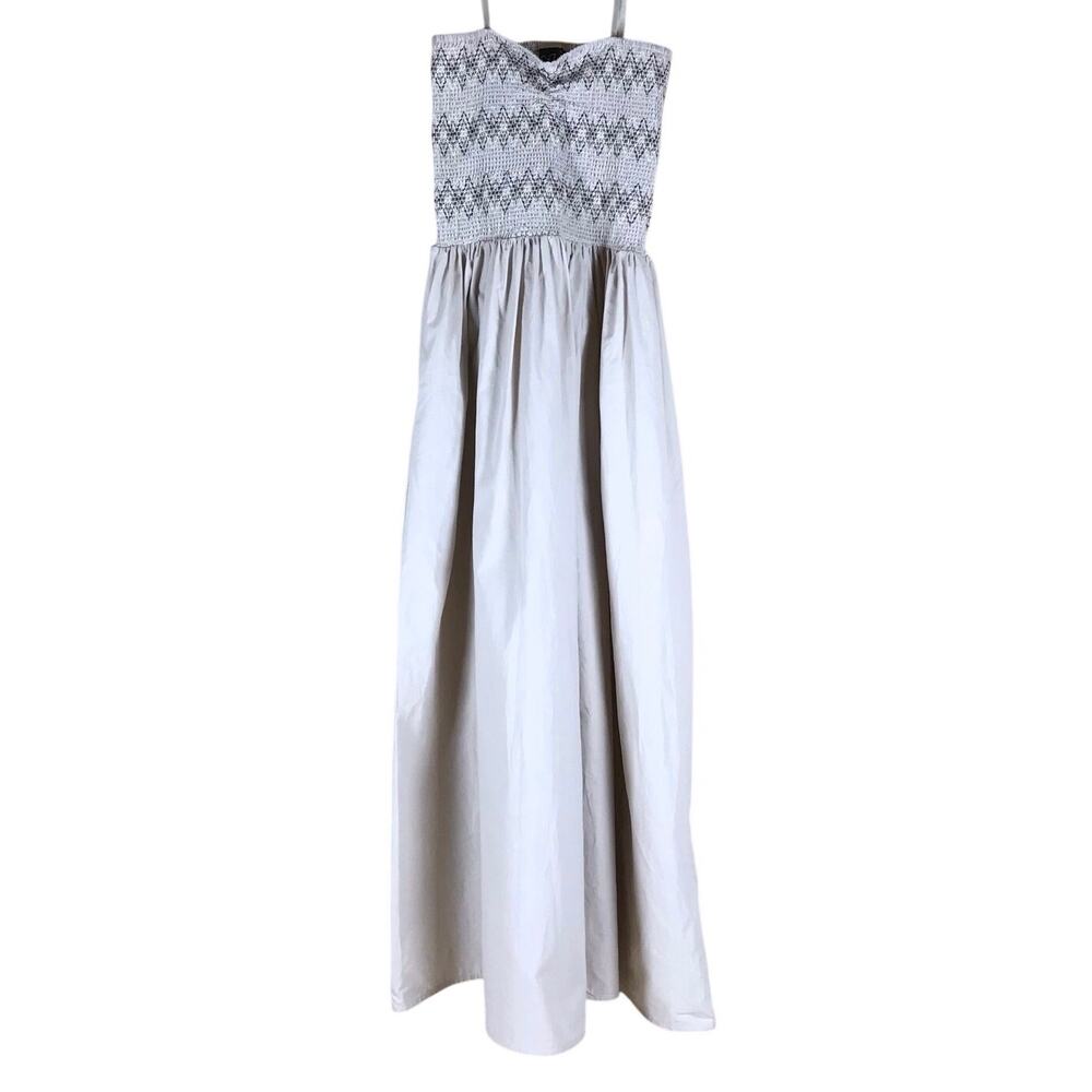 NWT Windsor Maxi Dress Women’s Large Beige Strapless Smocked Boho Summer Pockets